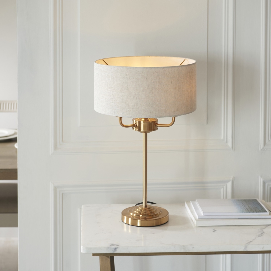 Endon 110721 - Lampa stołowa HIGHCLERE 3xE14/18W/230V beżowa/mosiądz
