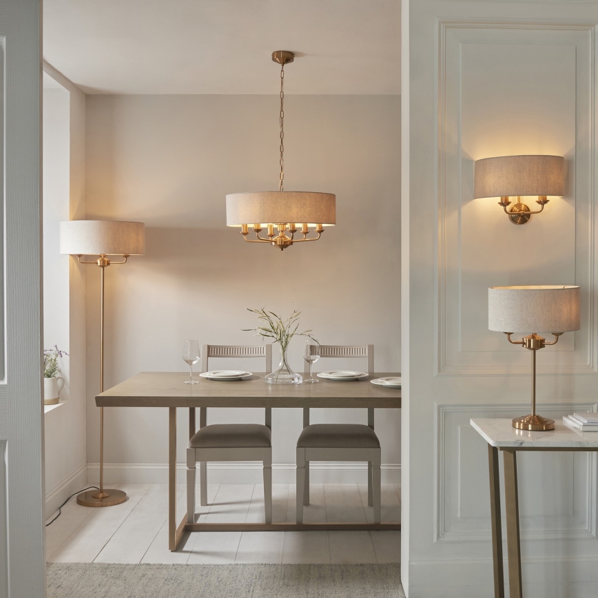 Endon 110721 - Lampa stołowa HIGHCLERE 3xE14/18W/230V beżowa/mosiądz