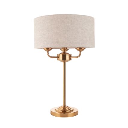 Endon 110721 - Lampa stołowa HIGHCLERE 3xE14/18W/230V beżowa/mosiądz