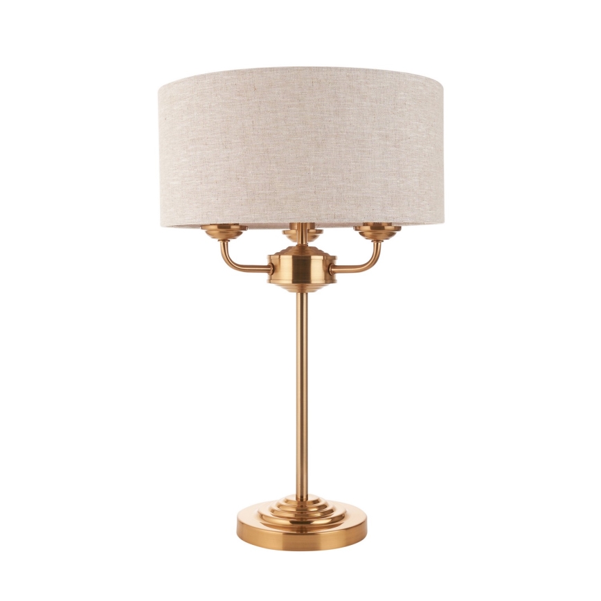 Endon 110721 - Lampa stołowa HIGHCLERE 3xE14/18W/230V beżowa/mosiądz