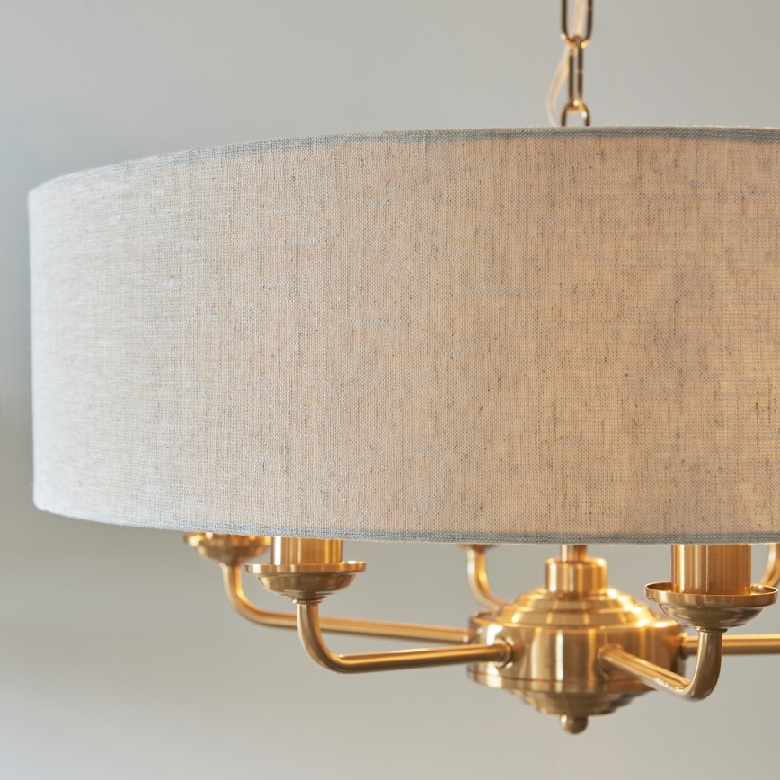 Endon 110722 - Żyrandol na łańcuchu HIGHCLERE 6xE14/6W/230V beżowy/mosiądz śr. 55 cm