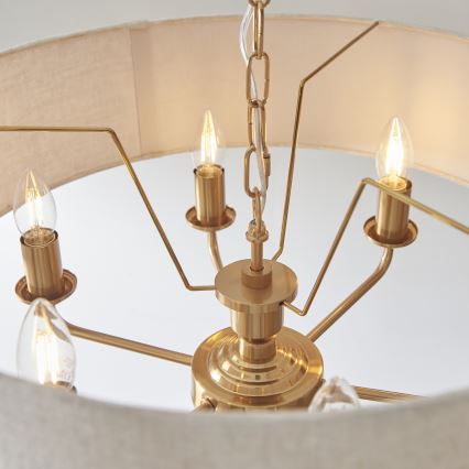 Endon 110722 - Żyrandol na łańcuchu HIGHCLERE 6xE14/6W/230V beżowy/mosiądz śr. 55 cm
