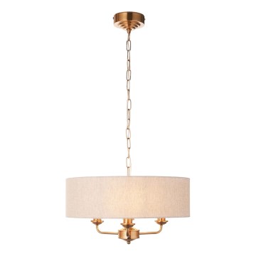 Endon 110723 - Żyrandol na łańcuchu HIGHCLERE 3xE14/40W/230V beżowy/mosiądz