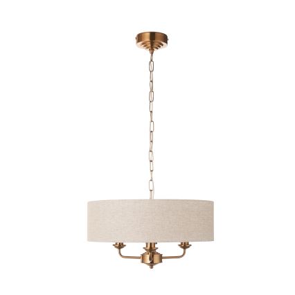 Endon 110723 - Żyrandol na łańcuchu HIGHCLERE 3xE14/40W/230V beżowy/mosiądz