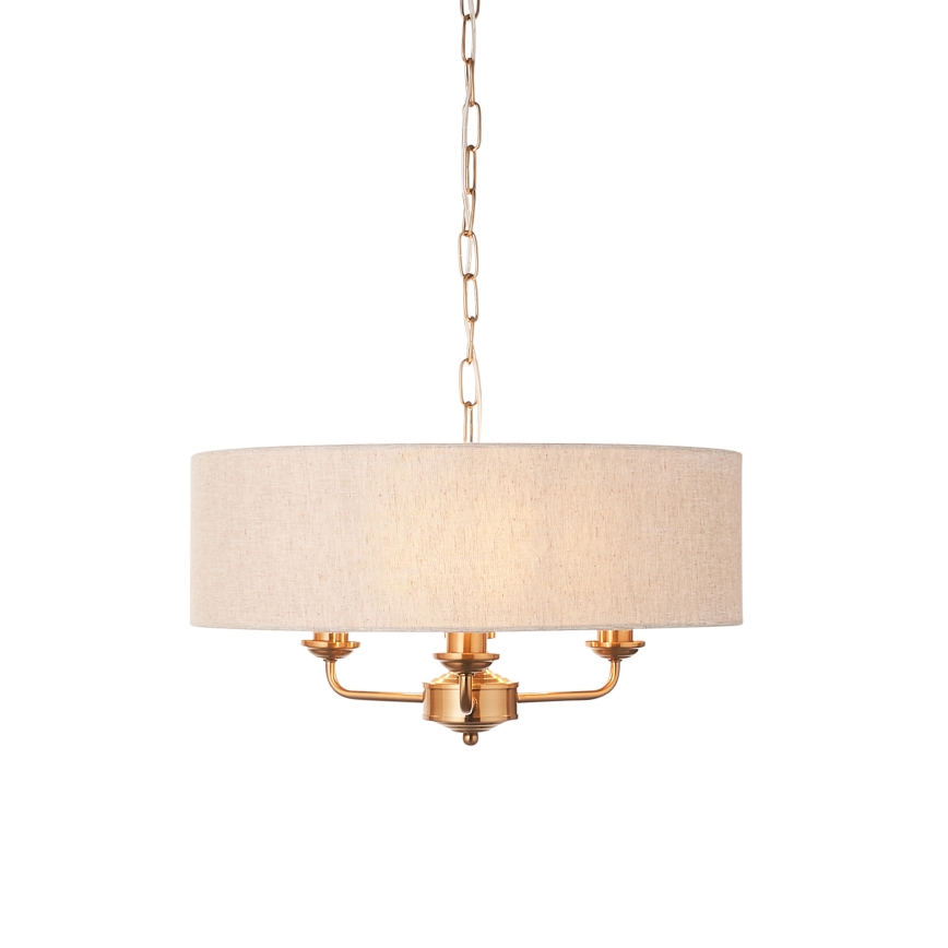 Endon 110723 - Żyrandol na łańcuchu HIGHCLERE 3xE14/40W/230V beżowy/mosiądz