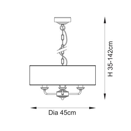 Endon 110723 - Żyrandol na łańcuchu HIGHCLERE 3xE14/40W/230V beżowy/mosiądz