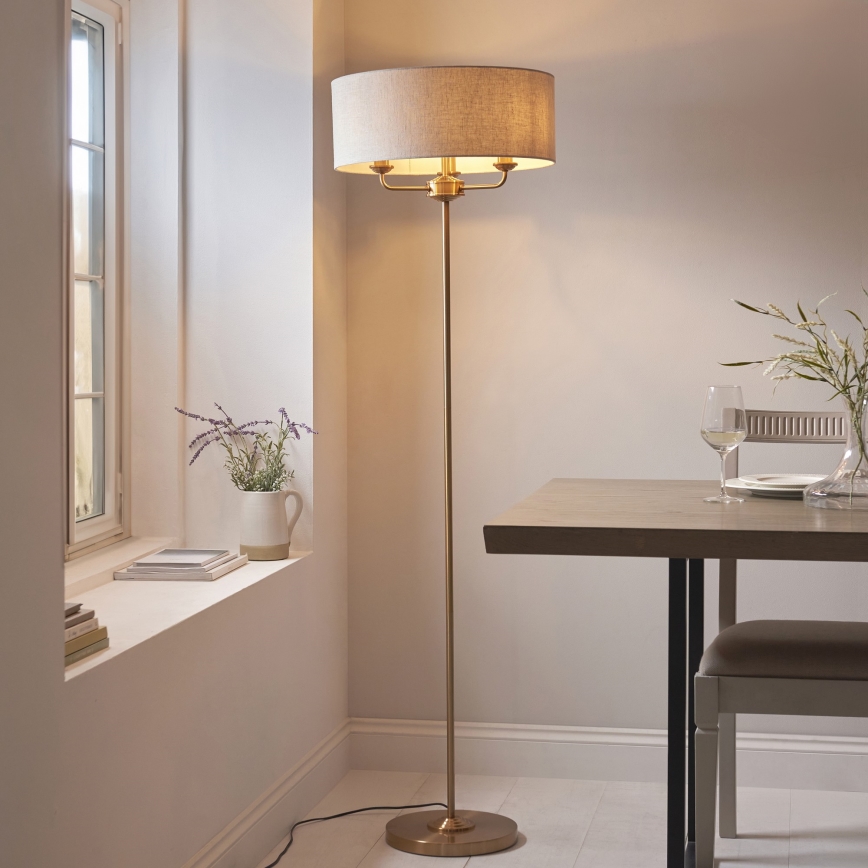 Endon 110724 - Lampa podłogowa HIGHCLERE 1xE14/40W/230V beżowy/mosiądz