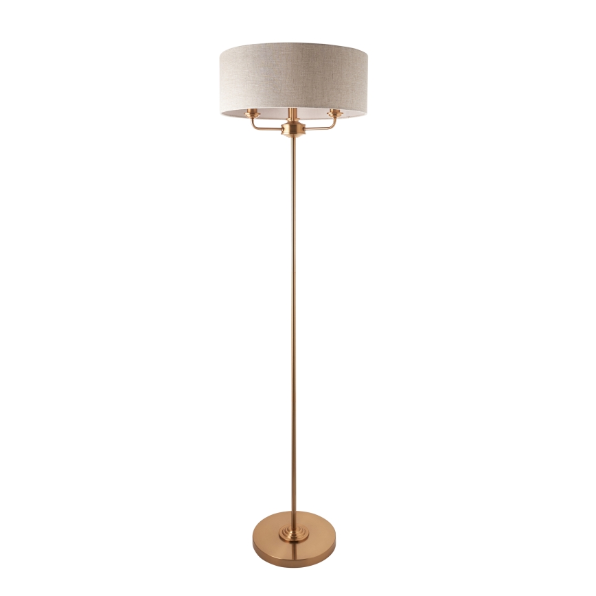 Endon 110724 - Lampa podłogowa HIGHCLERE 1xE14/40W/230V beżowy/mosiądz