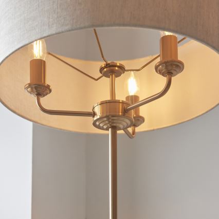 Endon 110724 - Lampa podłogowa HIGHCLERE 1xE14/40W/230V beżowy/mosiądz