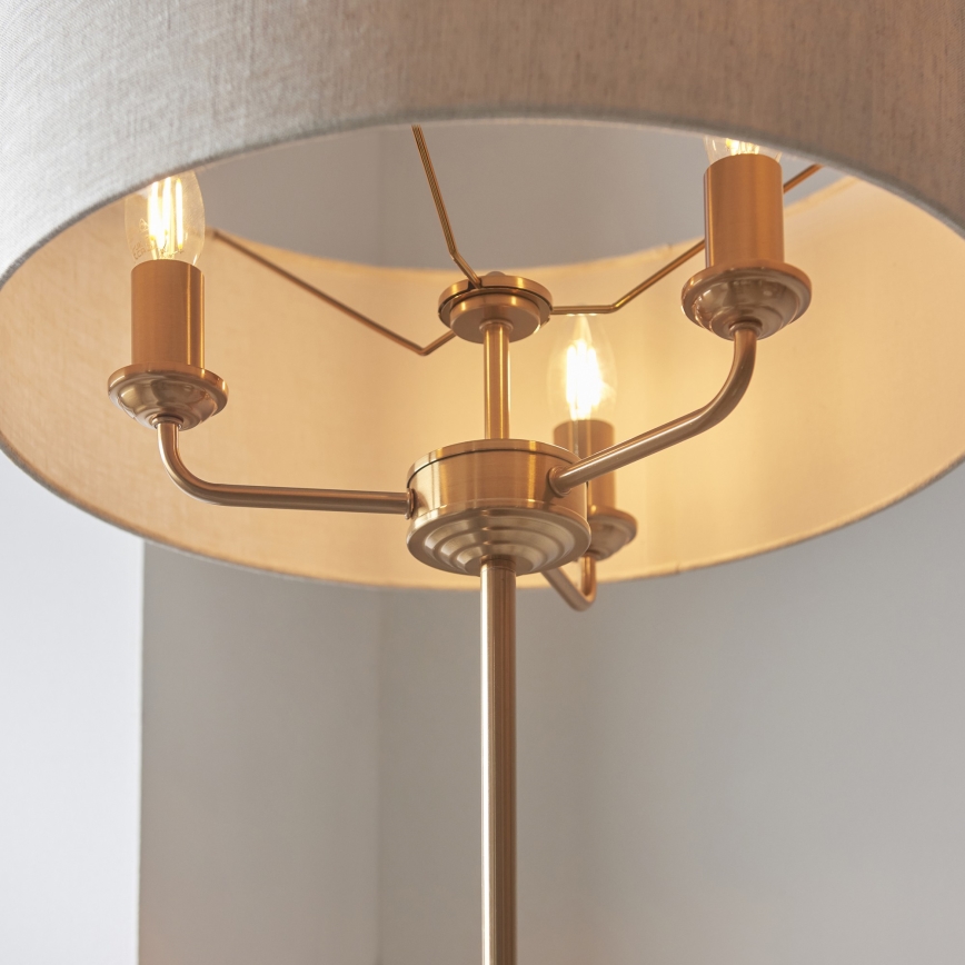 Endon 110724 - Lampa podłogowa HIGHCLERE 1xE14/40W/230V beżowy/mosiądz