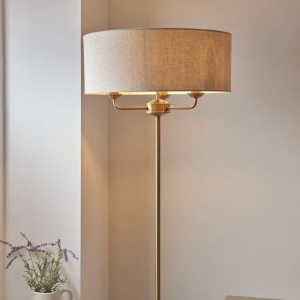 Endon 110724 - Lampa podłogowa HIGHCLERE 1xE14/40W/230V beżowy/mosiądz
