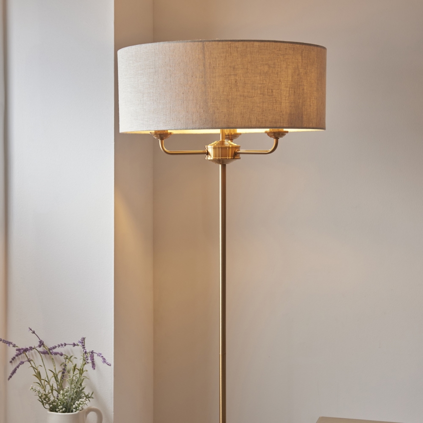 Endon 110724 - Lampa podłogowa HIGHCLERE 1xE14/40W/230V beżowy/mosiądz