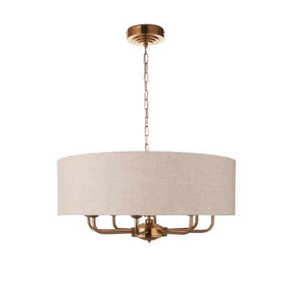 Endon 110727 - Żyrandol na łańcuchu HIGHCLERE 8xE14/40W/230V beżowy/mosiężny śr. 70 cm