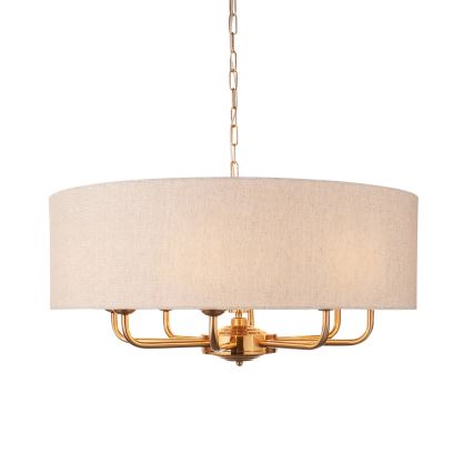 Endon 110727 - Żyrandol na łańcuchu HIGHCLERE 8xE14/40W/230V beżowy/mosiężny śr. 70 cm