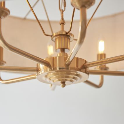 Endon 110727 - Żyrandol na łańcuchu HIGHCLERE 8xE14/40W/230V beżowy/mosiężny śr. 70 cm