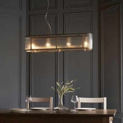 Endon 110945 - Żyrandol na łańcuchu RIDGETON 4xE14/6W/230V mosiądz/przezroczysty