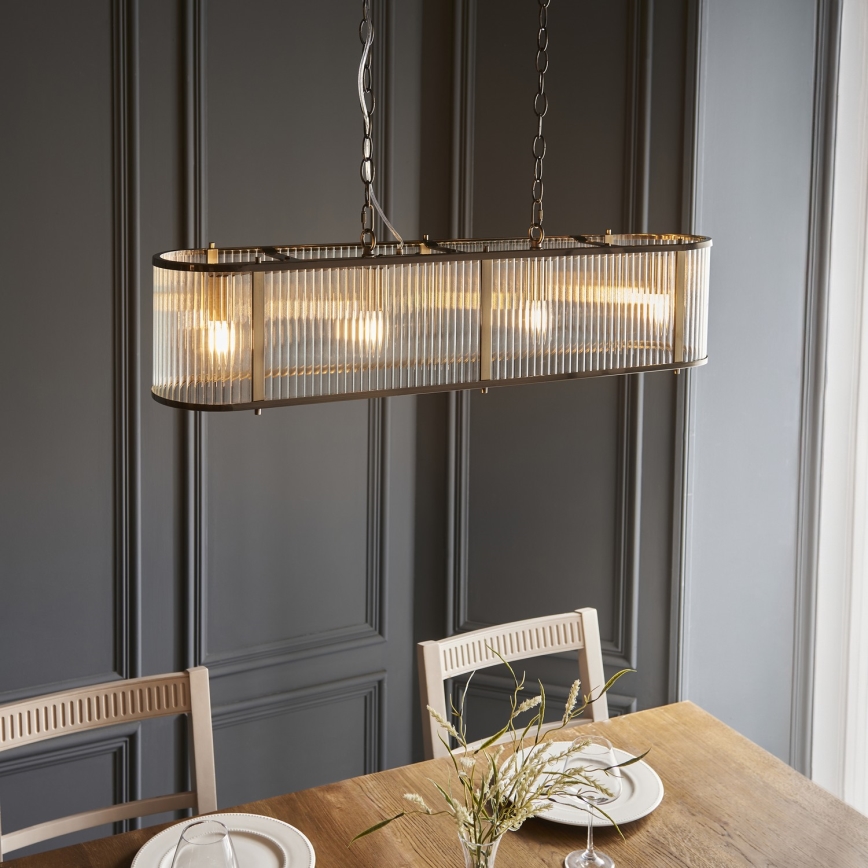 Endon 110945 - Żyrandol na łańcuchu RIDGETON 4xE14/6W/230V mosiądz/przezroczysty