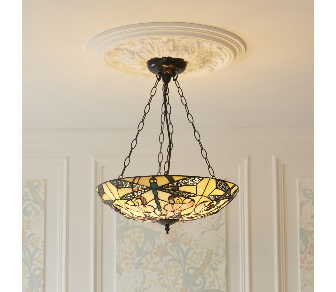 Endon 111869 - Żyrandol na łańcuchu Tiffany ASHTON 3xE27/10W/230V śr. 45 cm