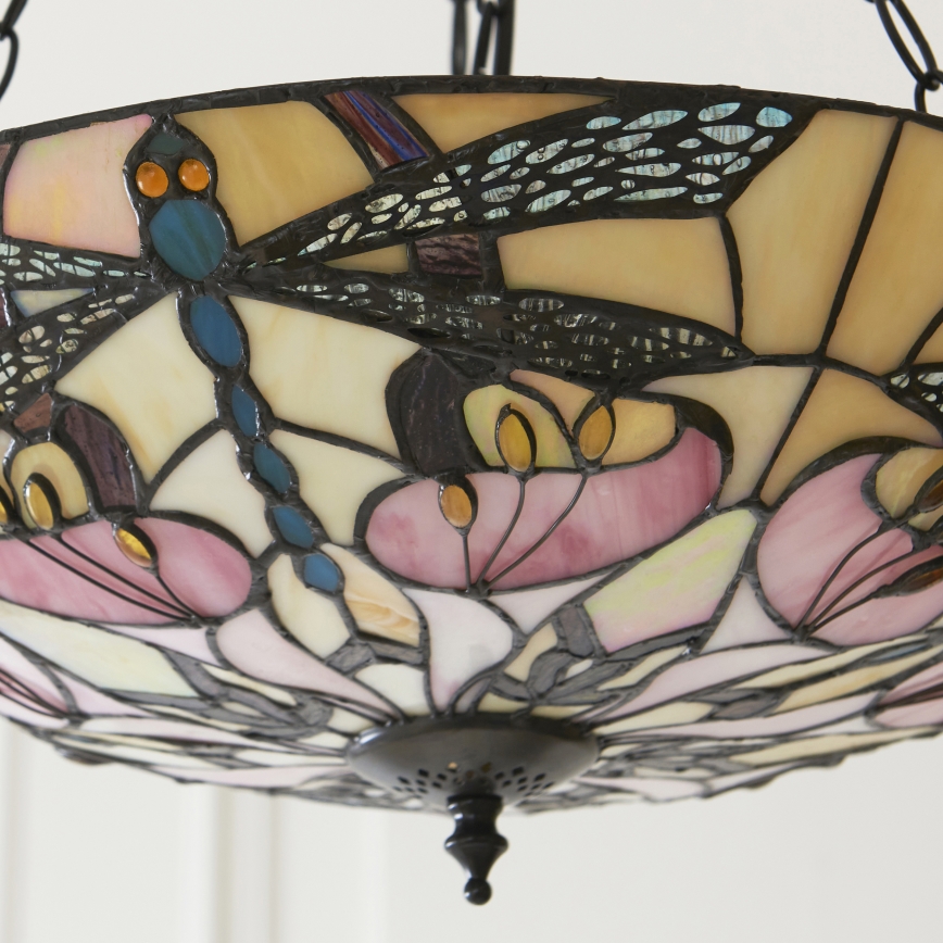 Endon 111869 - Żyrandol na łańcuchu Tiffany ASHTON 3xE27/10W/230V śr. 45 cm