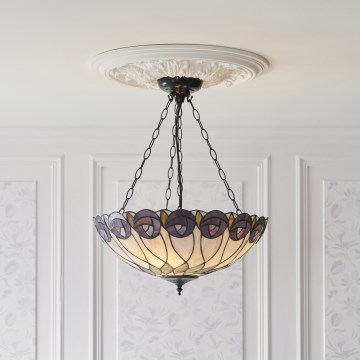 Endon 111872 - Żyrandol na łańcuchu Tiffany HUTCHINSON 3xE27/60W/230V śr. 50 cm