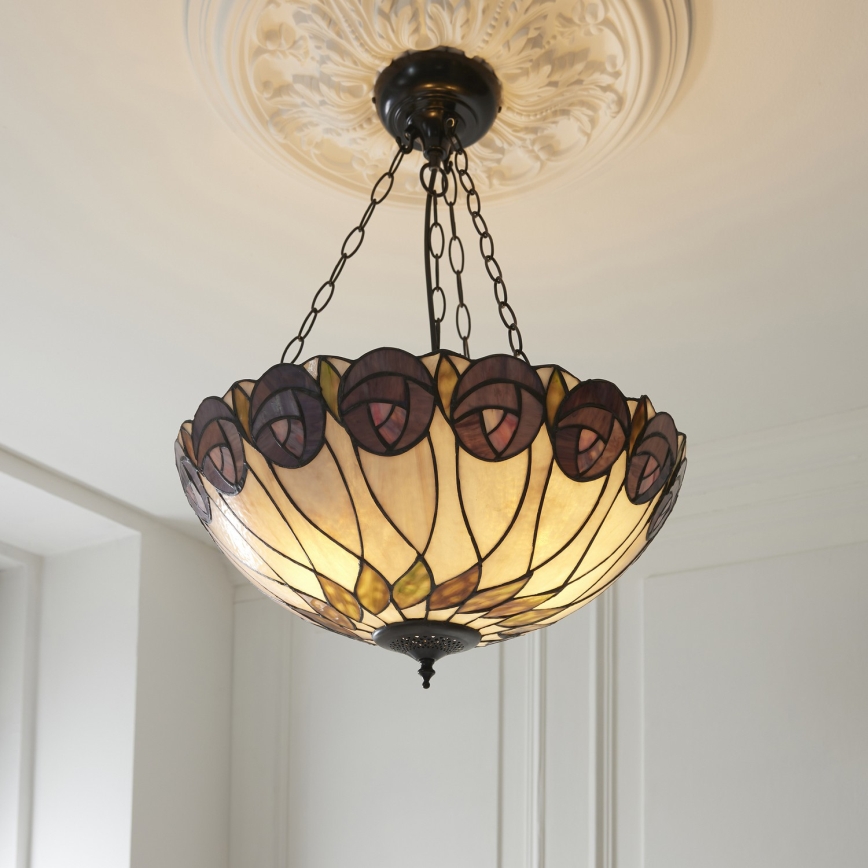 Endon 111872 - Żyrandol na łańcuchu Tiffany HUTCHINSON 3xE27/60W/230V śr. 50 cm