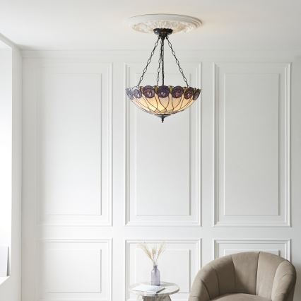 Endon 111872 - Żyrandol na łańcuchu Tiffany HUTCHINSON 3xE27/60W/230V śr. 50 cm