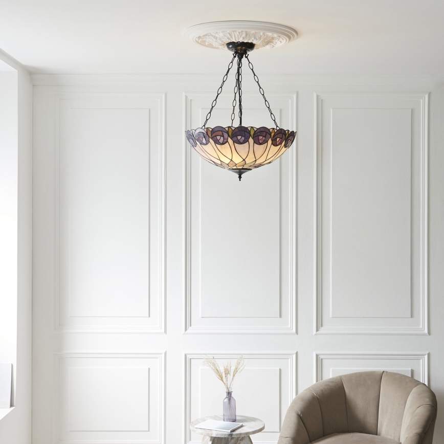 Endon 111872 - Żyrandol na łańcuchu Tiffany HUTCHINSON 3xE27/60W/230V śr. 50 cm