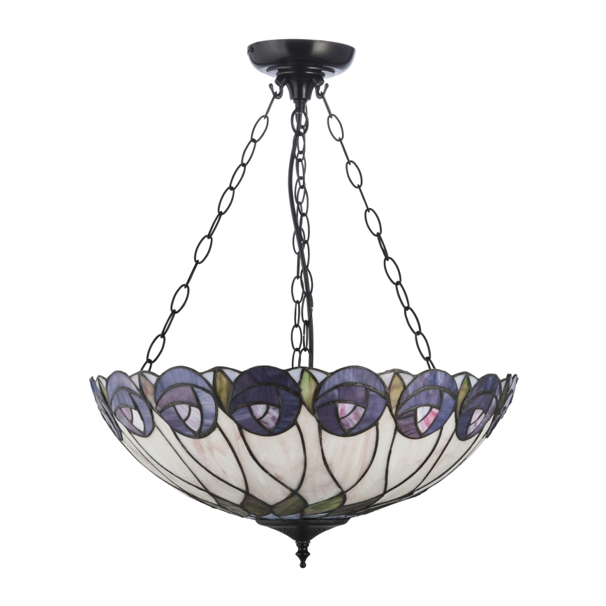 Endon 111872 - Żyrandol na łańcuchu Tiffany HUTCHINSON 3xE27/60W/230V śr. 50 cm