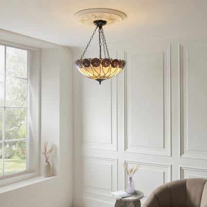 Endon 111872 - Żyrandol na łańcuchu Tiffany HUTCHINSON 3xE27/60W/230V śr. 50 cm