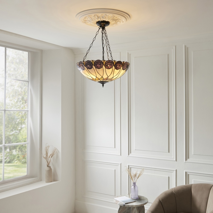 Endon 111872 - Żyrandol na łańcuchu Tiffany HUTCHINSON 3xE27/60W/230V śr. 50 cm