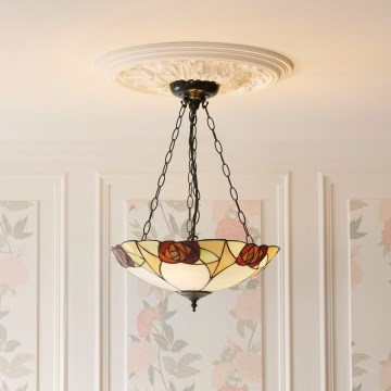 Endon 111879 - Żyrandol na łańcuchu Tiffany INGRAM 3xE27/10W/230V śr. 45 cm