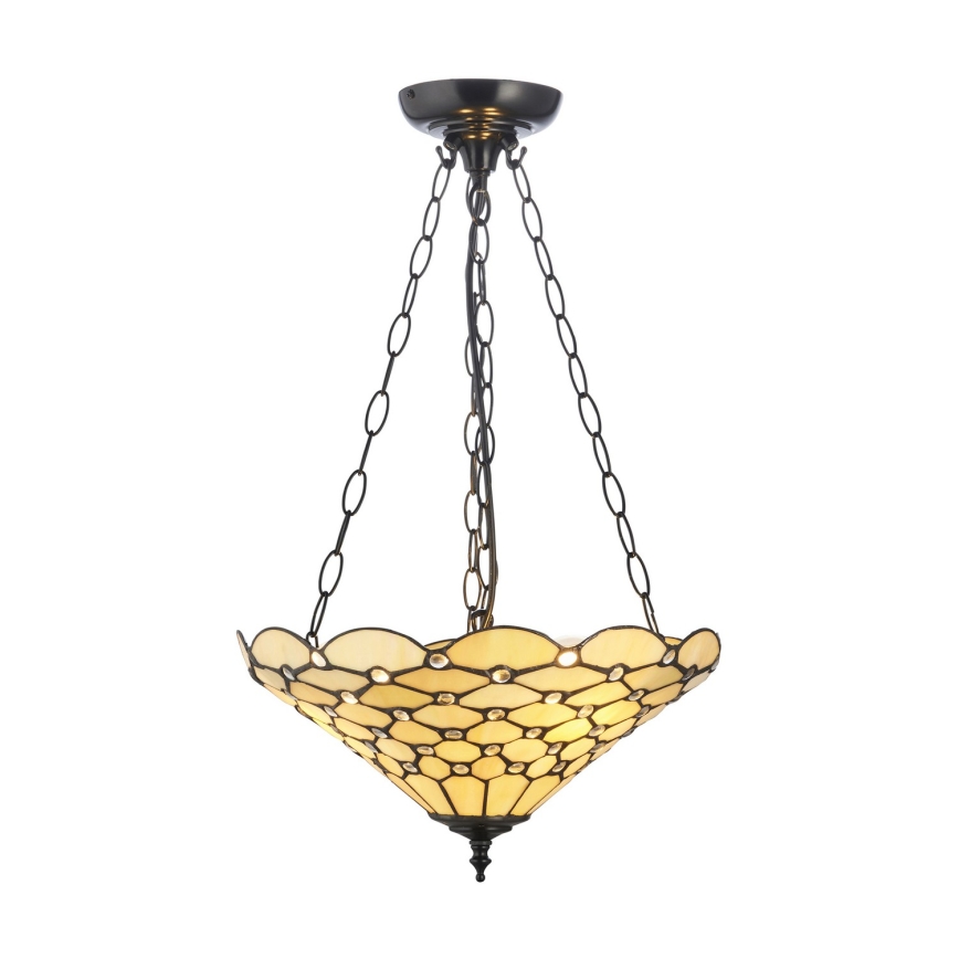 Endon 111884 - Żyrandol na łańcuchu Tiffany PEARL 3xE27/10W/230V śr. 37 cm