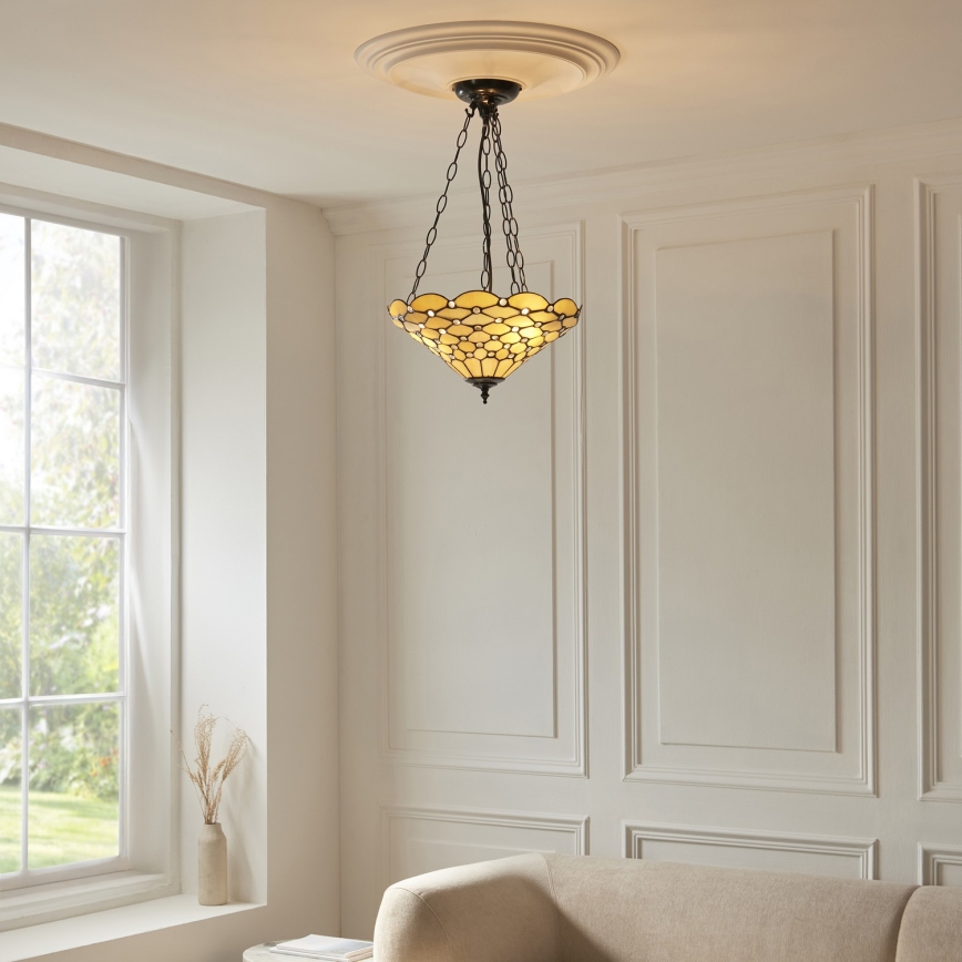 Endon 111884 - Żyrandol na łańcuchu Tiffany PEARL 3xE27/10W/230V śr. 37 cm