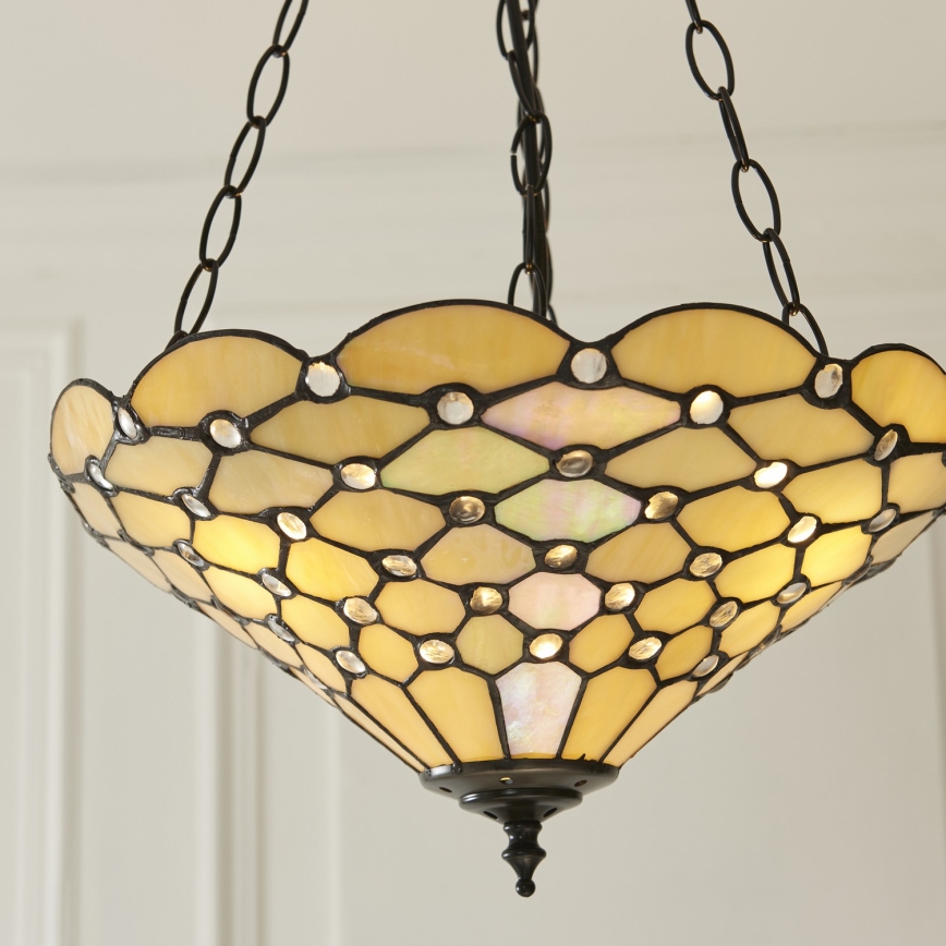 Endon 111884 - Żyrandol na łańcuchu Tiffany PEARL 3xE27/10W/230V śr. 37 cm