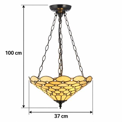 Endon 111884 - Żyrandol na łańcuchu Tiffany PEARL 3xE27/10W/230V śr. 37 cm