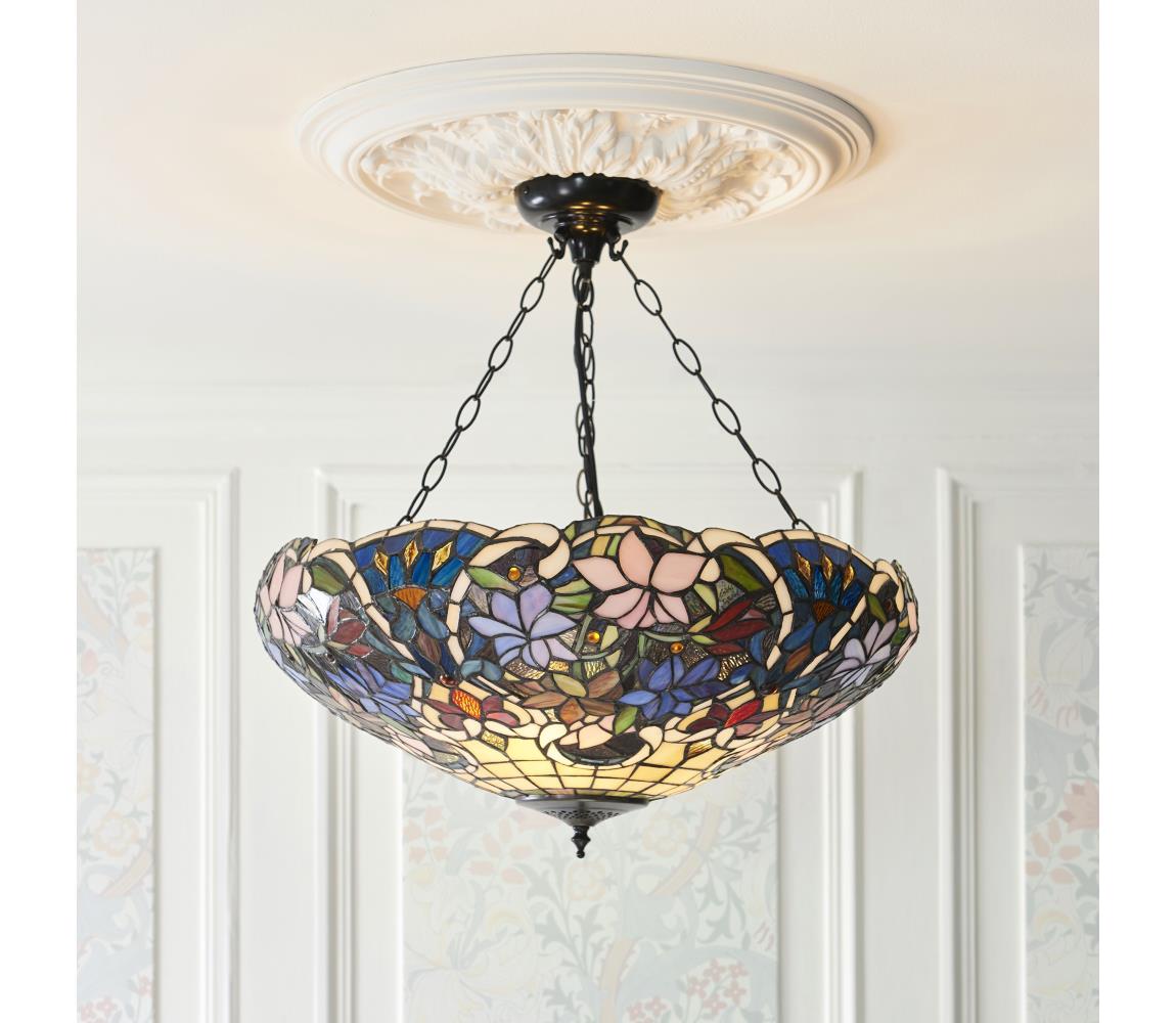 Endon 111887 - Żyrandol na łańcuchu Tiffany SULLIVAN 3xE27/10W/230V, śr. 57 cm