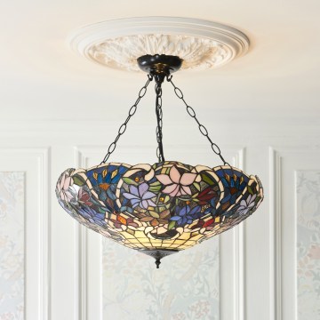 Endon 111887 - Żyrandol na łańcuchu Tiffany SULLIVAN 3xE27/10W/230V, śr. 57 cm