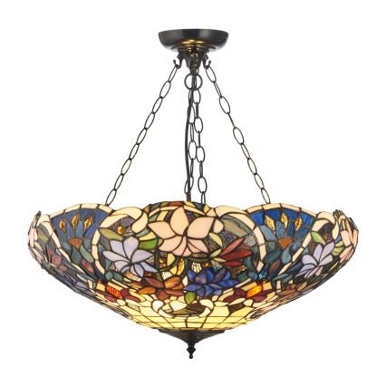Endon 111887 - Żyrandol na łańcuchu Tiffany SULLIVAN 3xE27/10W/230V, śr. 57 cm