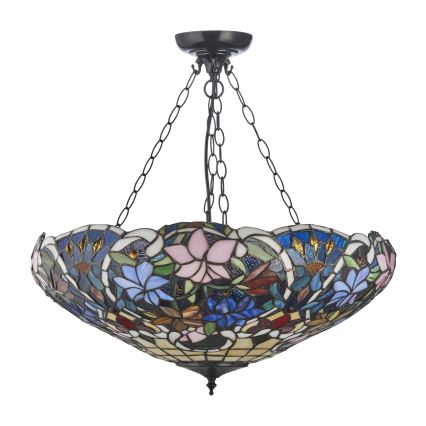 Endon 111887 - Żyrandol na łańcuchu Tiffany SULLIVAN 3xE27/10W/230V, śr. 57 cm