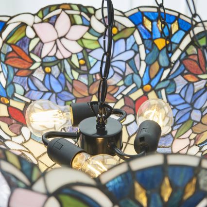 Endon 111887 - Żyrandol na łańcuchu Tiffany SULLIVAN 3xE27/10W/230V, śr. 57 cm