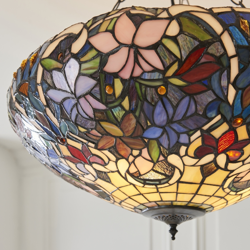Endon 111887 - Żyrandol na łańcuchu Tiffany SULLIVAN 3xE27/10W/230V, śr. 57 cm