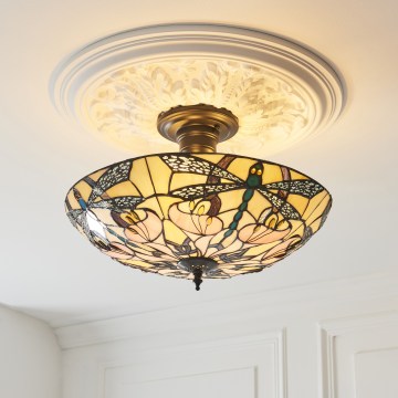 Endon 111892 - Przysufitowy żyrandol Tiffany ASHTON 3x E27/10 W/230 V, śr. 45 cm