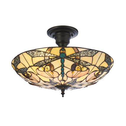 Endon 111892 - Przysufitowy żyrandol Tiffany ASHTON 3x E27/10 W/230 V, śr. 45 cm