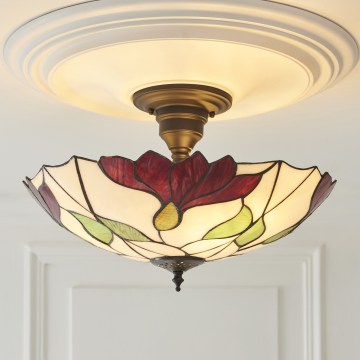 Endon 111896 - Przysufitowy żyrandol Tiffany BOTANICA 3xE27/10W/230V, średnica 45 cm