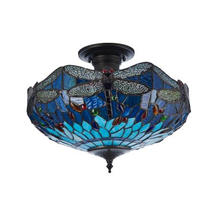 Endon 111897 - Przysufitowy żyrandol Tiffany DRAGONFLY 3xE27/10W/230V śr. 41 cm