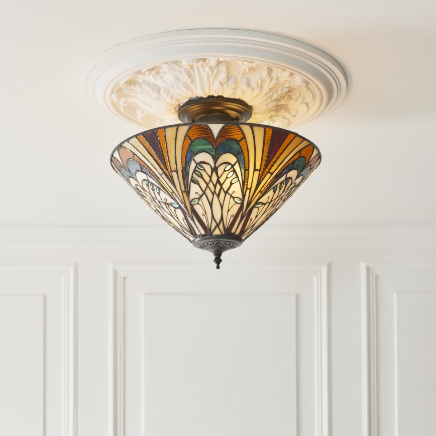 Endon 111905 - Przysufitowy żyrandol Tiffany HECTOR 3xE27/10W/230V śr. 40 cm