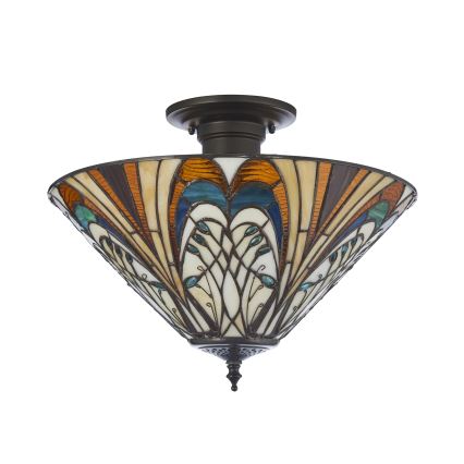 Endon 111905 - Przysufitowy żyrandol Tiffany HECTOR 3xE27/10W/230V śr. 40 cm