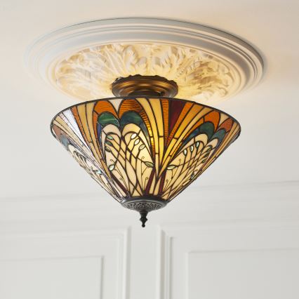 Endon 111905 - Przysufitowy żyrandol Tiffany HECTOR 3xE27/10W/230V śr. 40 cm