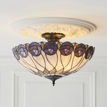 Endon 111906 - Przysufitowy żyrandol Tiffany HUTCHINSON 3xE27/10W/230V śr. 50 cm