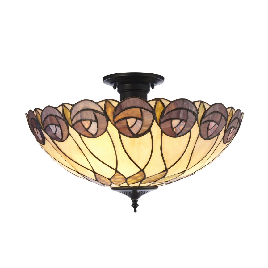 Endon 111906 - Przysufitowy żyrandol Tiffany HUTCHINSON 3xE27/10W/230V śr. 50 cm
